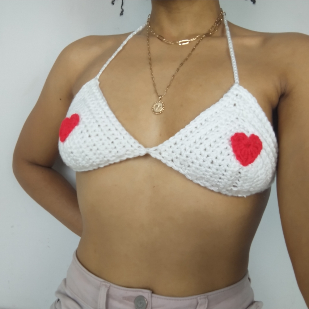 Crochet Bikini Top Heart